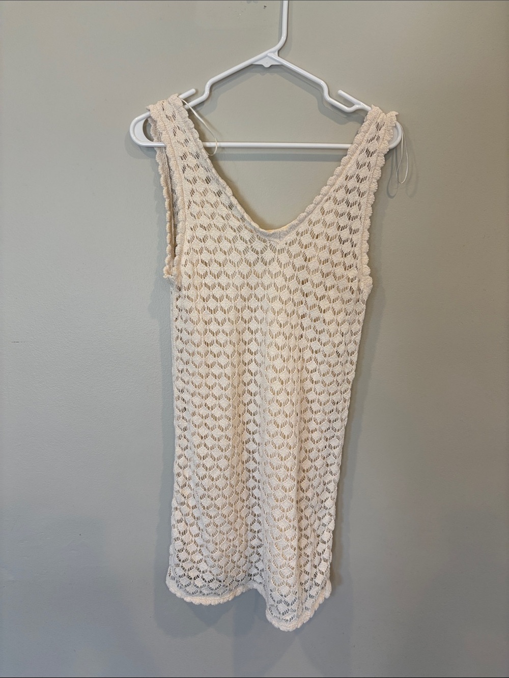Zara Cream Crochet Knit Tank Dress